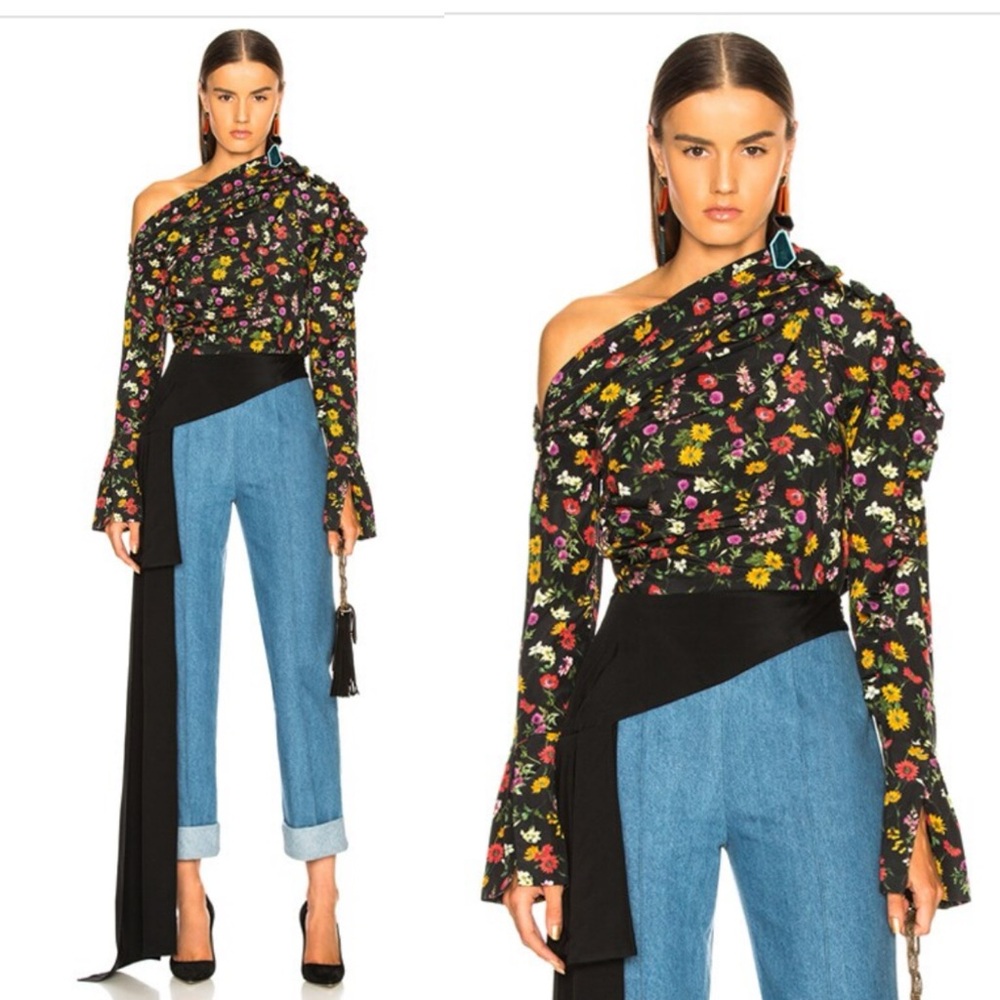 Hellessy Black Floral Belle Blouse